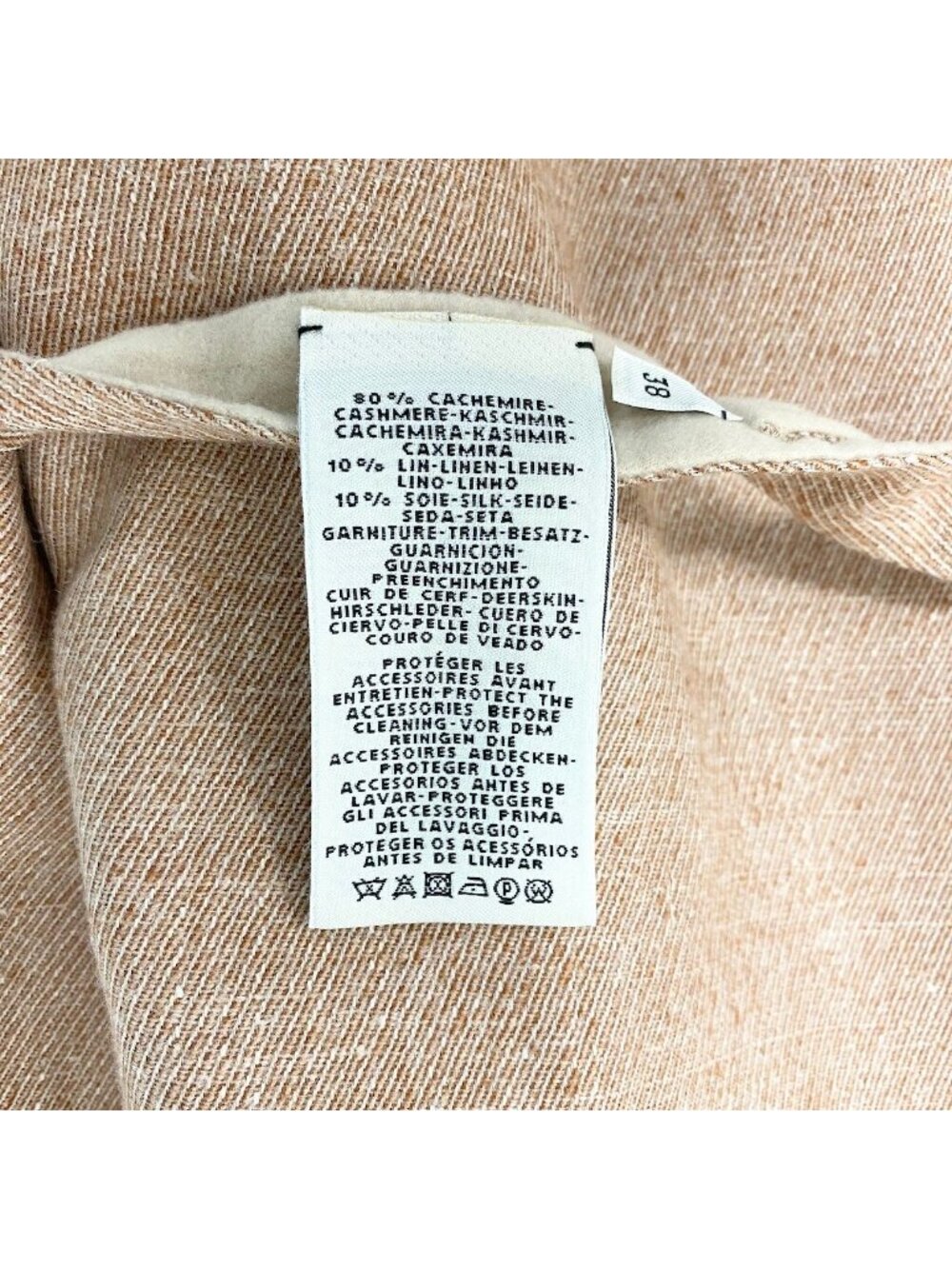 Hermes Double Face Wrap Coat Sleeveless Long Pink Beige Cashmere 38 - Picture 11 of 12
